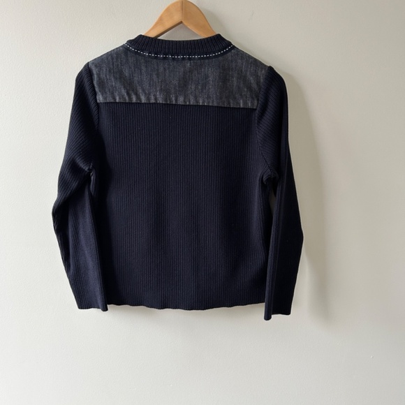 Denim Sweater Women's size Medium Full Zip Cross Stitch Business  Casual preppy - Picture 9 of 12